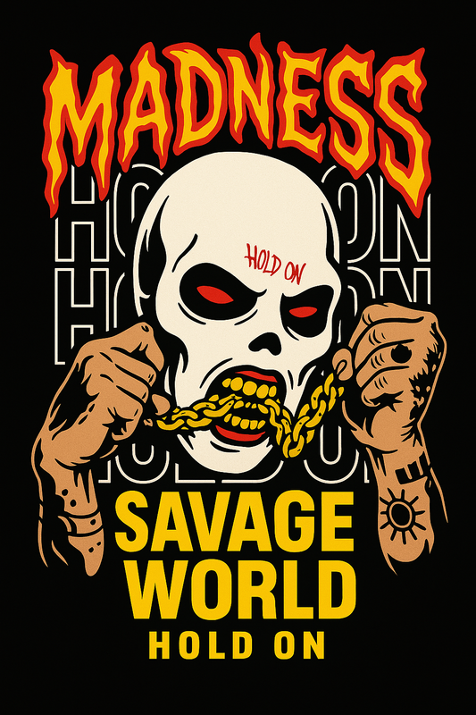 Savage World – Hold On Graphic Skull Tee (Unisex)